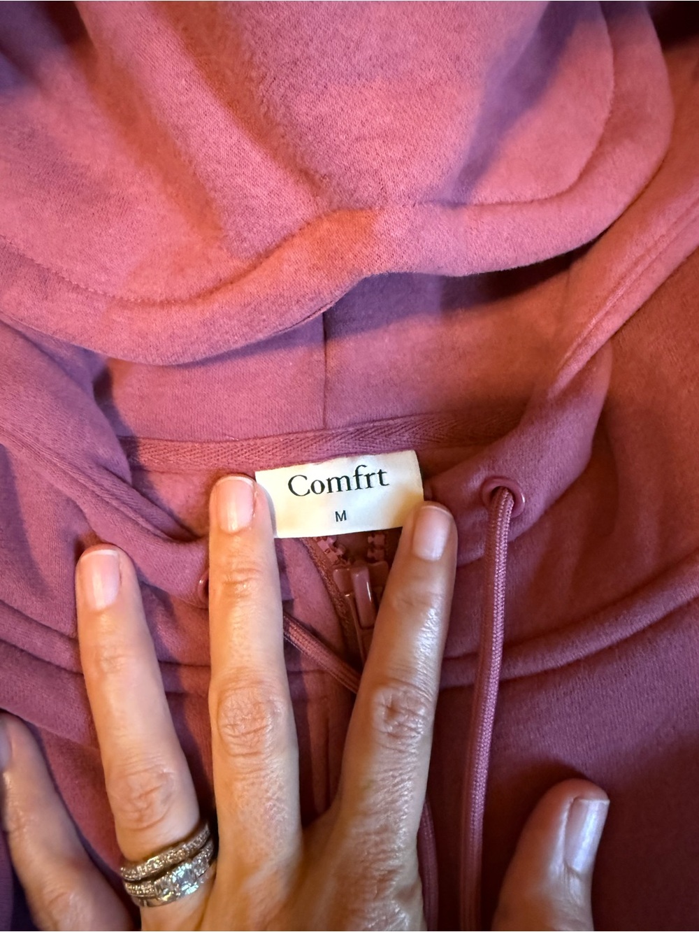 Comfrt DND Airplane Mode Zip Hoodie in Berry - Picture 3 of 3